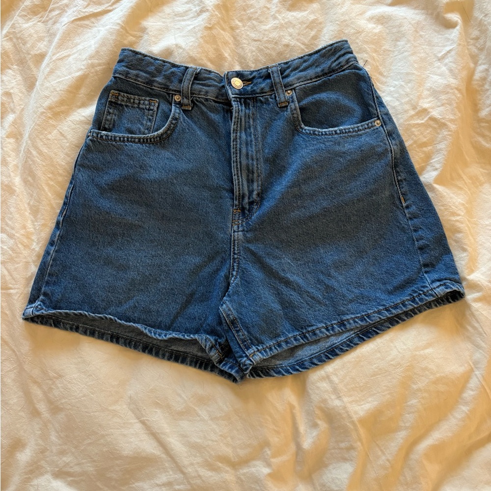 Bershka Dark Blue Jean Shorts